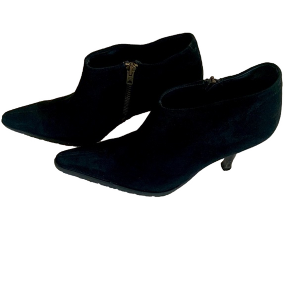 Bebe Black Suede Ankle Boots with Stiletto Heels & Side Zipper - Picture 1 of 12